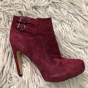 Sam Edelman “Kit” Burgundy Suede Ankle Boots
